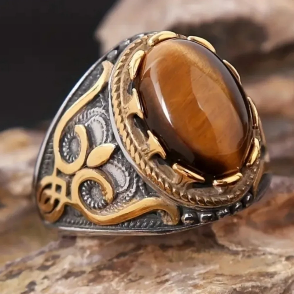 Gold and Brown Men's Ring Sz 10